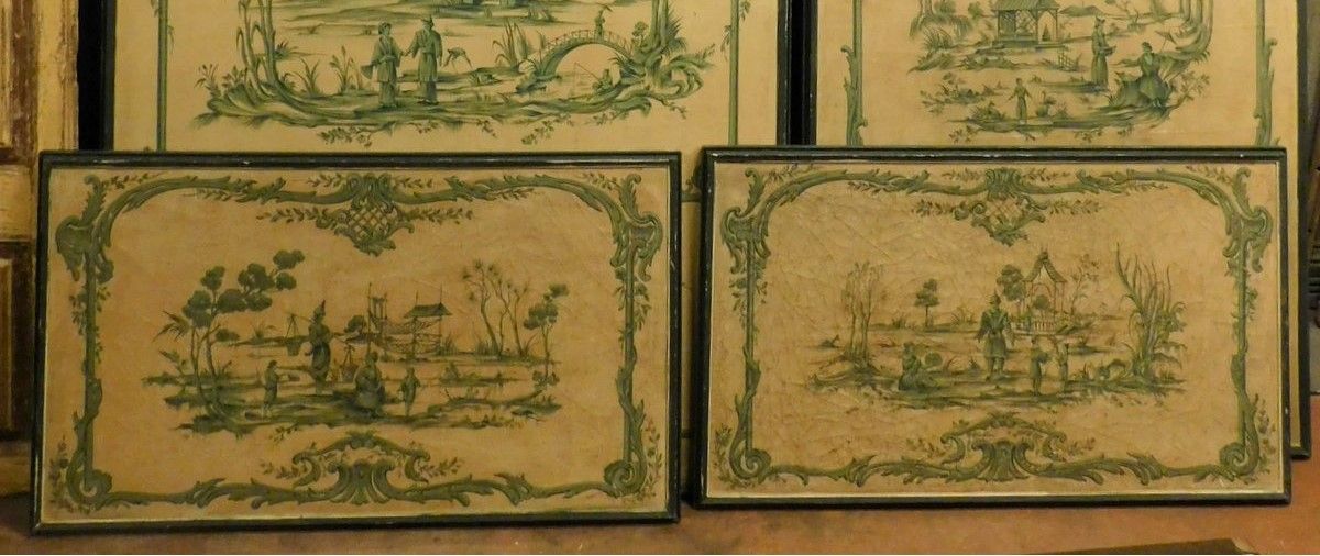 DARB222 - Boiseries en toile avec peintures orientales, datant du XVIIIe siècle